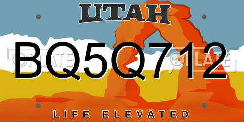 BQ5Q712 Utah License Plate