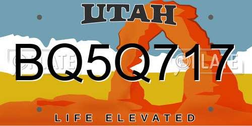 BQ5Q717 Utah License Plate