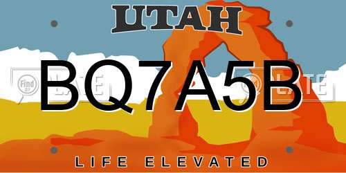 BQ7A5B Utah License Plate