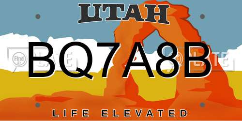 BQ7A8B Utah License Plate