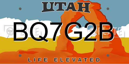BQ7G2B Utah License Plate