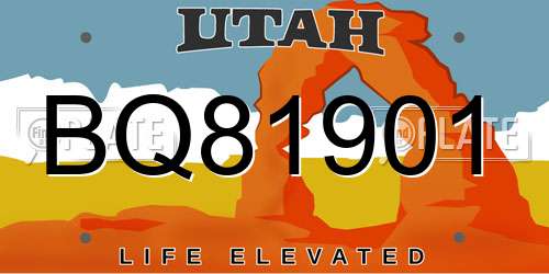 BQ81901 Utah License Plate