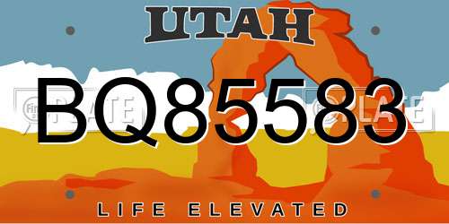 BQ85583 Utah License Plate