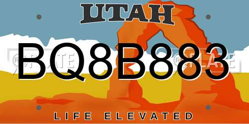 BQ8B883 Utah License Plate