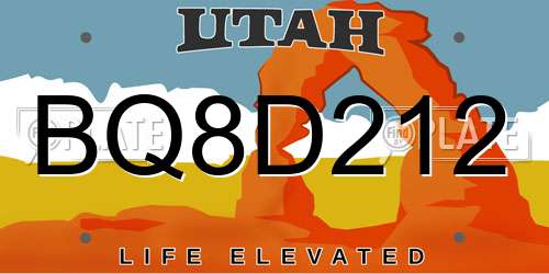 BQ8D212 Utah License Plate
