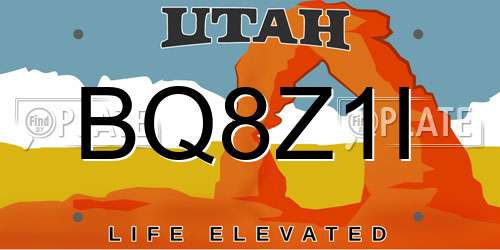 BQ8Z1I Utah License Plate