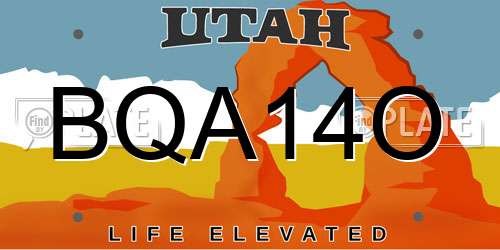 BQA14O Utah License Plate