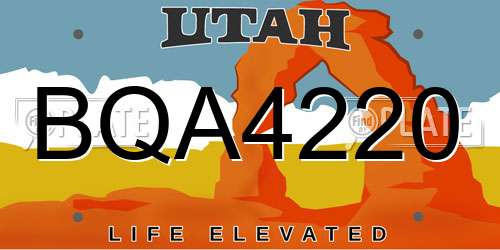 BQA4220 Utah License Plate