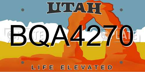 BQA4270 Utah License Plate