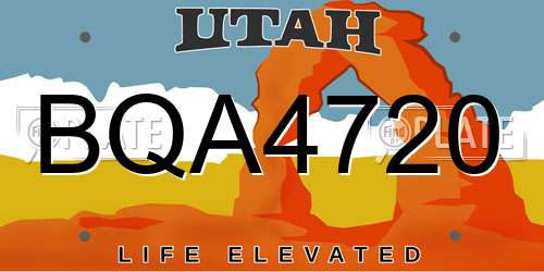BQA4720 Utah License Plate