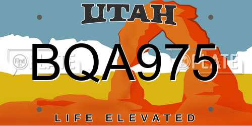 BQA975 Utah License Plate