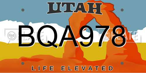 BQA978 Utah License Plate