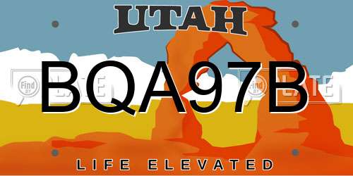 BQA97B Utah License Plate