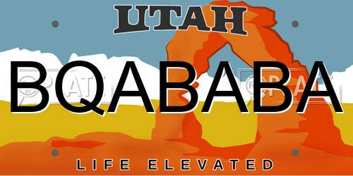 BQABABA Utah License Plate