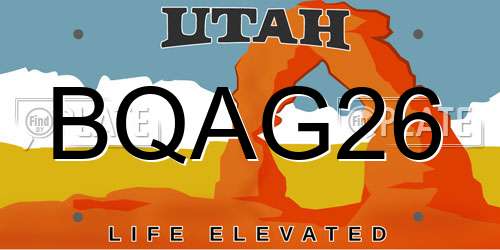 BQAG26 Utah License Plate