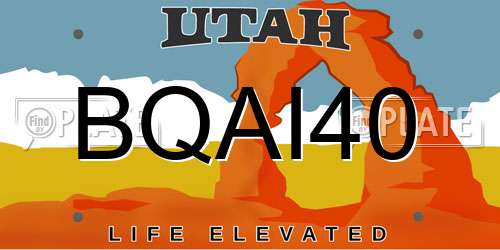 BQAI40 Utah License Plate