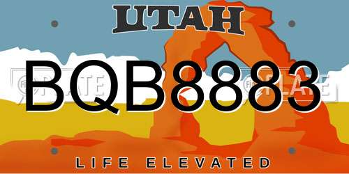 BQB8883 Utah License Plate