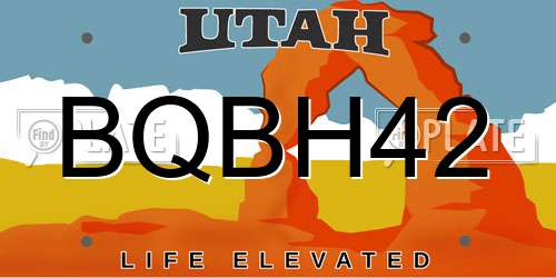 BQBH42 Utah License Plate