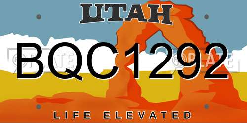 BQC1292 Utah License Plate
