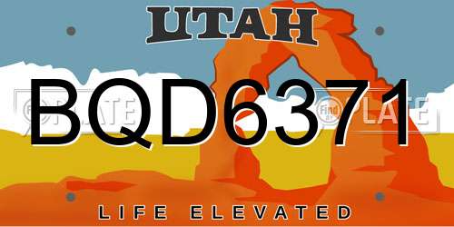BQD6371 Utah License Plate