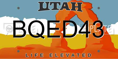BQED43 Utah License Plate