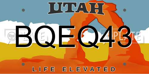 BQEQ43 Utah License Plate