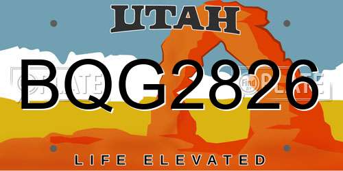 BQG2826 Utah License Plate