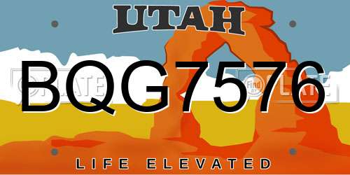 BQG7576 Utah License Plate