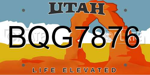BQG7876 Utah License Plate