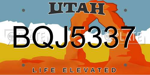 BQJ5337 Utah License Plate