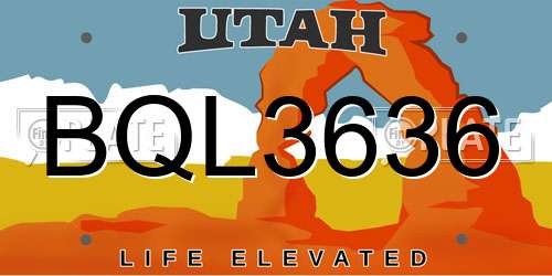 BQL3636 Utah License Plate