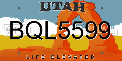BQL5599 Utah License Plate