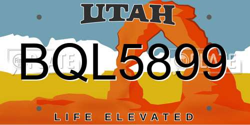 BQL5899 Utah License Plate