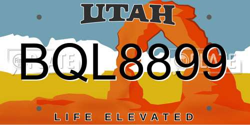 BQL8899 Utah License Plate