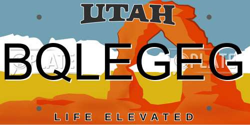 BQLEGEG Utah License Plate