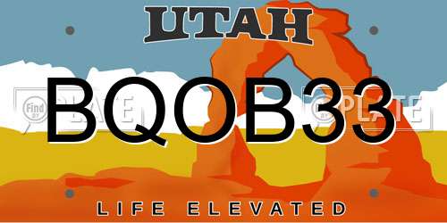 BQOB33 Utah License Plate