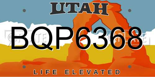 BQP6368 Utah License Plate
