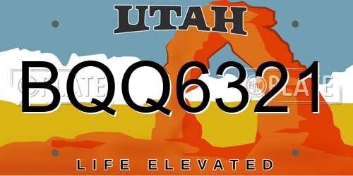 BQQ6321 Utah License Plate