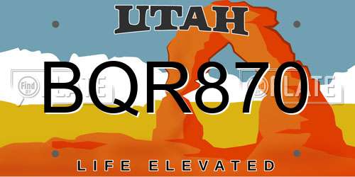 BQR870 Utah License Plate