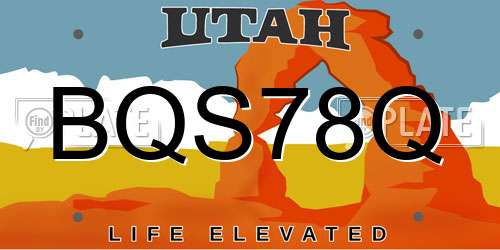 BQS78Q Utah License Plate