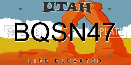 BQSN47 Utah License Plate