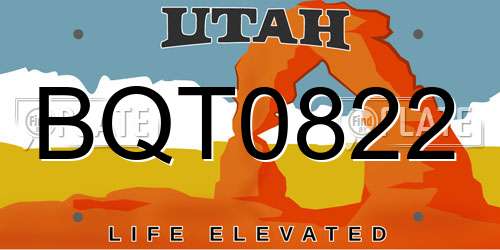 BQT0822 Utah License Plate