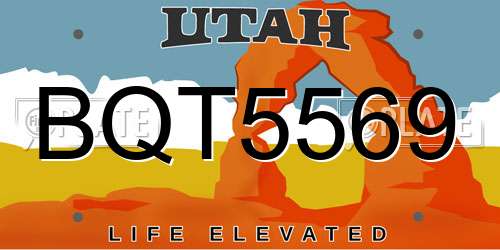 BQT5569 Utah License Plate