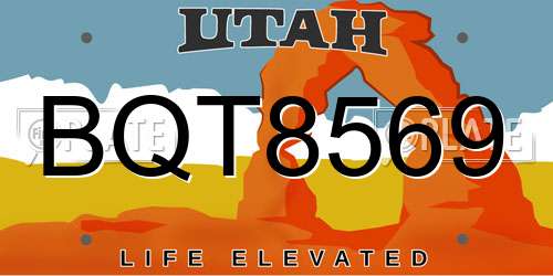 BQT8569 Utah License Plate