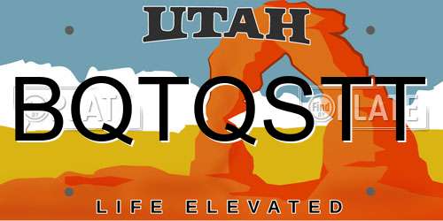 BQTQSTT Utah License Plate