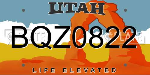 BQZ0822 Utah License Plate