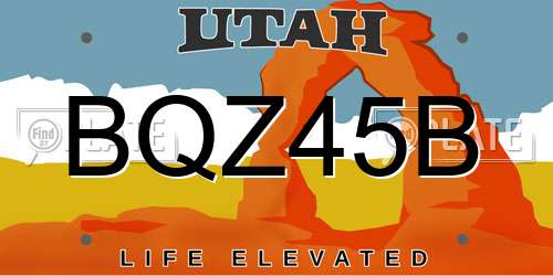 BQZ45B Utah License Plate