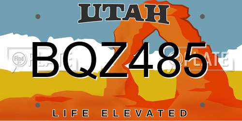 BQZ485 Utah License Plate