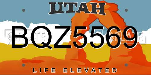 BQZ5569 Utah License Plate