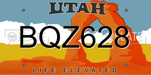 BQZ628 Utah License Plate